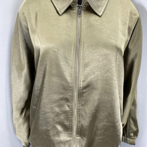 Melissa Nepton Women’s Evelyn Satin Zip-Up Bomber Jacket – Khaki Green – Size S - Picture 1 of 8